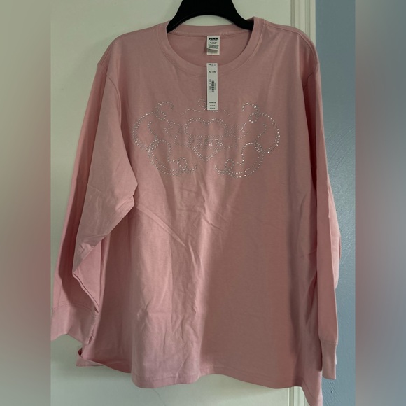 NWT Pink victorias secret long sleeve T with bling - Picture 2 of 5